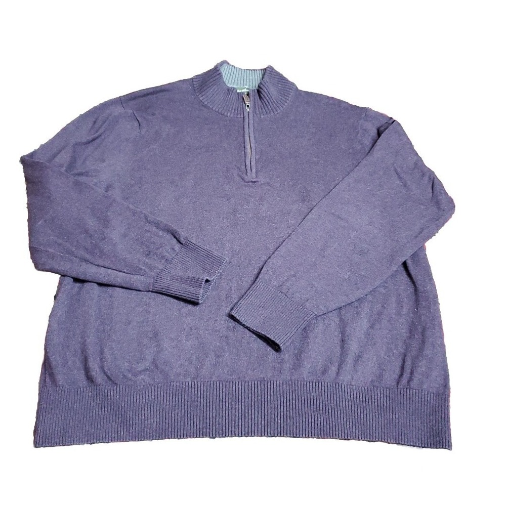 Eddie‎ Bauer Sweater Men's 2XL Cotton/ Cashmere Blend Purple 1/4 zip Popover
